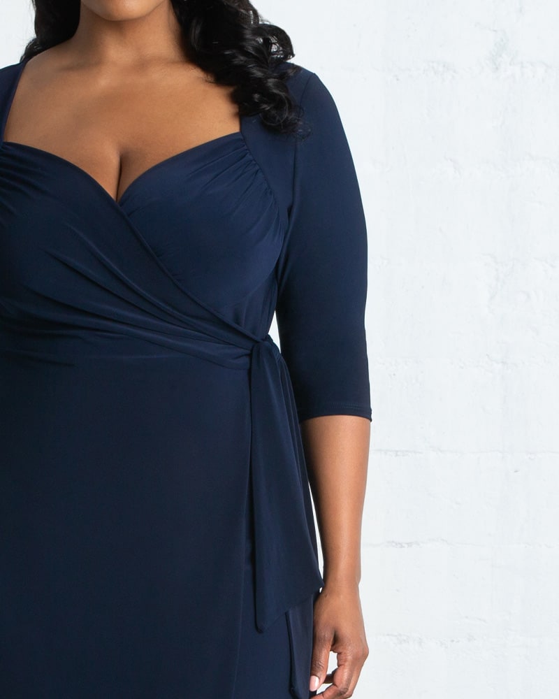 Navy blue wrap dress plus size clearance